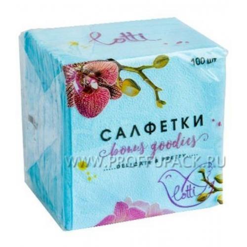 Салфетки бумажные 25*25 см LOTTI Голубые 1 сл 100 л