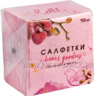 Салфетки бумажные 25*25 см LOTTI Розовые 1 сл 100 л