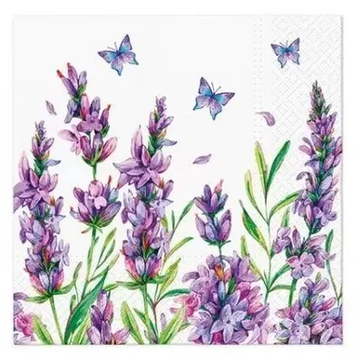 Салфетки бумажные 33*33 см 2 слоя Скатерть с лавандой 20 л