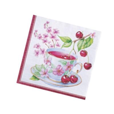Салфетки бумажные 33*33 см 3 сл Вишневый чай 20 шт