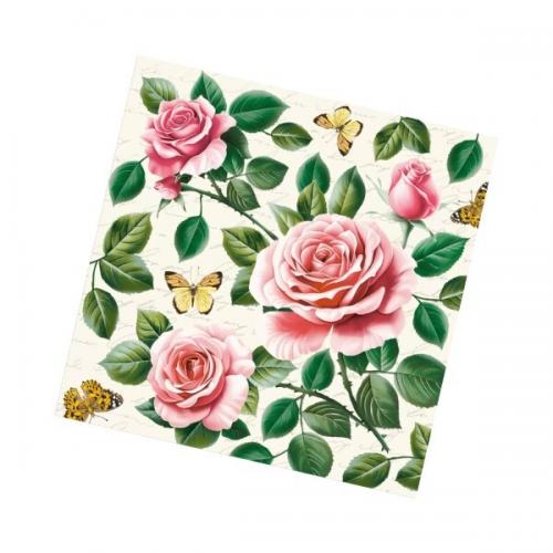 Салфетки бумажные 33*33 см 3 слоя Райские розы 20 шт
