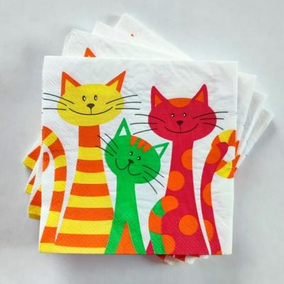 Салфетки бумажные 33*33 см DB Декоративные коты 3-х сл.с рис.(20 л)