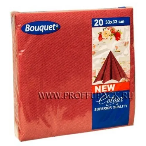 Салфетки бумажные 33*33 см DBC 2 слоя Бордовые 20 л