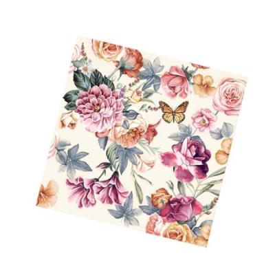 Салфетки бумажные 33*33 см Красивые цветы. Кремовый фон 3-х сл.с рис.(20 л)