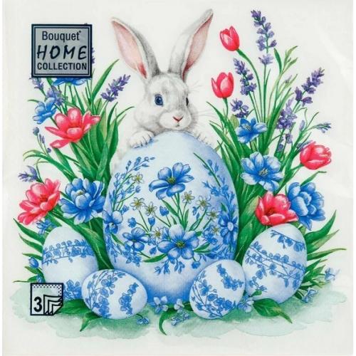Салфетки бумажные 33*33 см Кролик с пасхальным яйцом 3-х сл.с рис.(20 л)