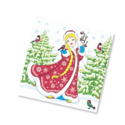 Салфетки новогодние бумажные 24*24 см Снегурочка 1 слой 40 листов 901829