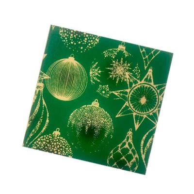 Салфетки новогодние бумажные 33*33 см Золотые украшения на зеленом 3 слоя 20 листов 902157