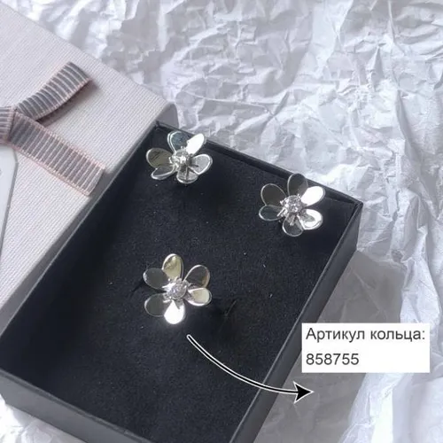 Серьги 'Цветочки' цвет серебро 85307