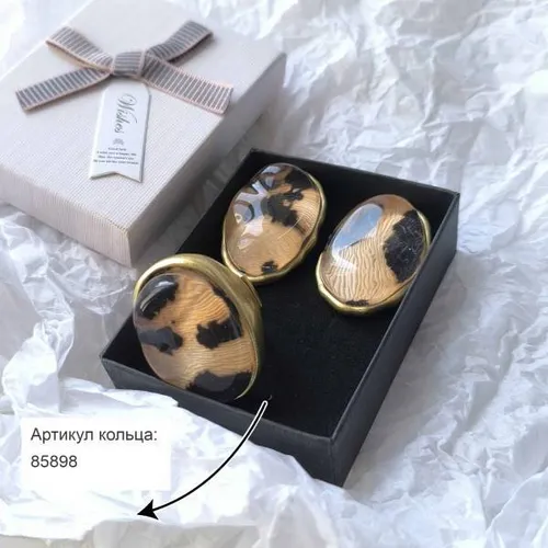 Серьги крупные с тигровой вставкой 85321
