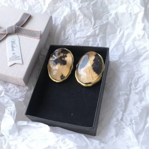 Серьги крупные с тигровой вставкой 85321