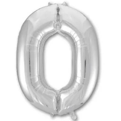 Шар фольгированный воздушный Цифра '0' Silver 40 (1 шт) 1207-2955