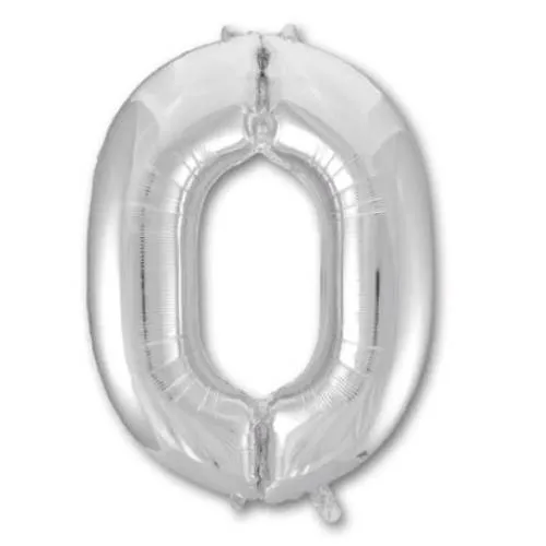 Шар фольгированный воздушный Цифра '0' Silver 40 (1 шт) 1207-2955