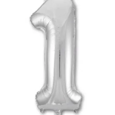 Шар фольгированный воздушный Цифра '1' Silver 40 (1 шт) 1207-2956