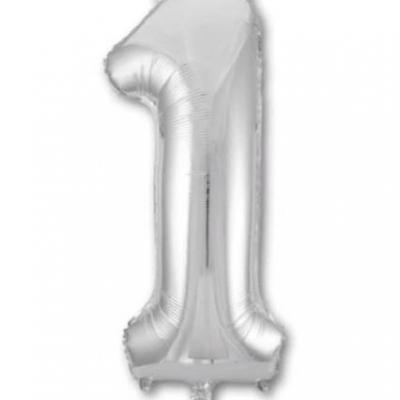 Шар фольгированный воздушный Цифра '1' Silver 40 (1 шт) 1207-2956