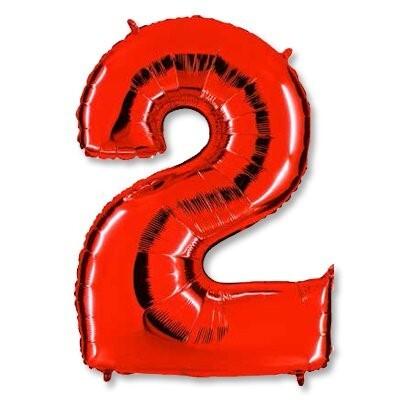 Шар фольгированный воздушный Цифра '2' Red 40 (1 шт) 1207-2079