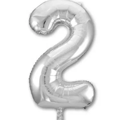 Шар фольгированный воздушный Цифра '2' Silver 40 (1 шт) 1207-2957