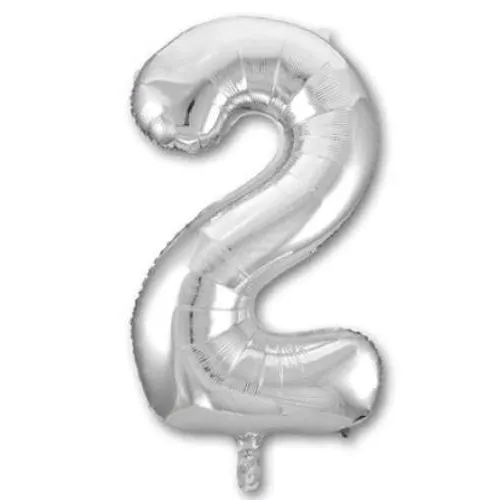 Шар фольгированный воздушный Цифра '2' Silver 40 (1 шт) 1207-2957
