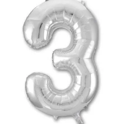 Шар фольгированный воздушный Цифра '3' Silver 40 (1 шт) 1207-2958