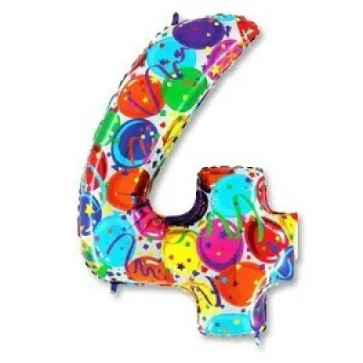 Шар фольгированный воздушный Цифра '4' 40 Шары (1 шт) 1207-2092