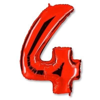 Шар фольгированный воздушный Цифра '4' Red 40 (1 шт) 1207-2081