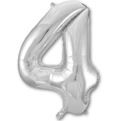 Шар фольгированный воздушный Цифра '4' Silver 40 (1 шт) 1207-2959