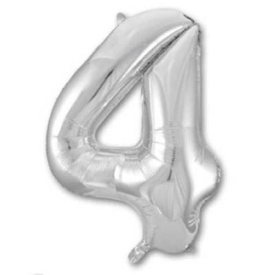 Шар фольгированный воздушный Цифра '4' Silver 40 (1 шт) 1207-2959