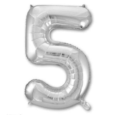 Шар фольгированный воздушный Цифра '5' Silver 40 (1 шт) 1207-2960