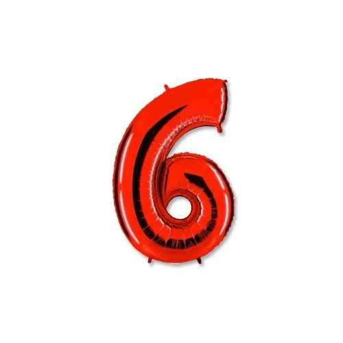 Шар фольгированный воздушный Цифра '6' Red 40 (1 шт) 1207-2084