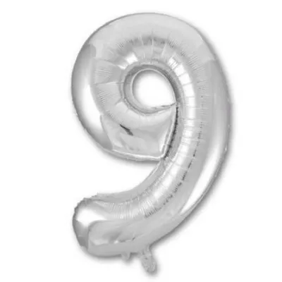 Шар фольгированный воздушный Цифра '9' Silver 40 (1 шт) 1207-2964