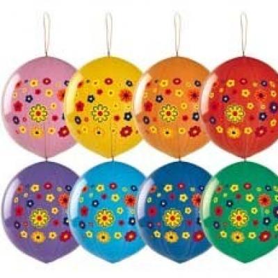 Шар воздушный латексный Панч-болл с рисунком Цветы разноцветные (25 шт) 1104-0051