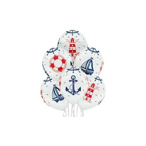 Шар воздушный латексный пастель с рисунком (25 шт) Морская тематика 1103-1742