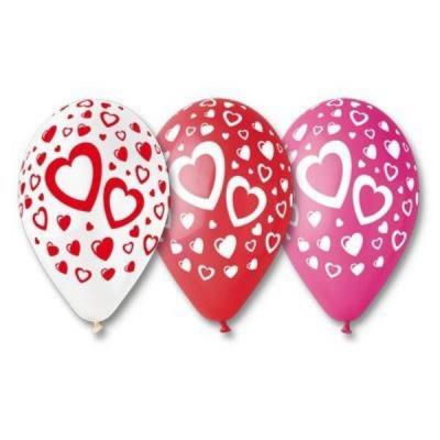 Шар воздушный латексный пастель с рисунком (25 шт) Сердца 1103-1261
