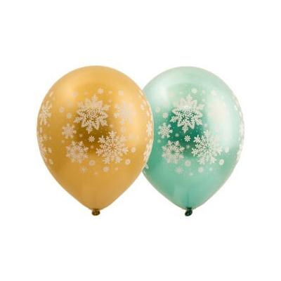 Шар воздушный латексный пастель с рисунком (25 шт) Снежинки хром 1103-2047