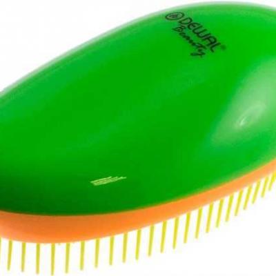 Щётка DBT-01 массажная, для легкого расчесывания волос, овальн, зелено-оранж-жёл