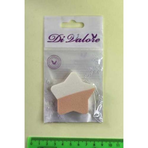 Спонж для нанесения пудры и тональных средств/ латекс/ звезда/ бело-бежевый/ 5.5 *0.6 см