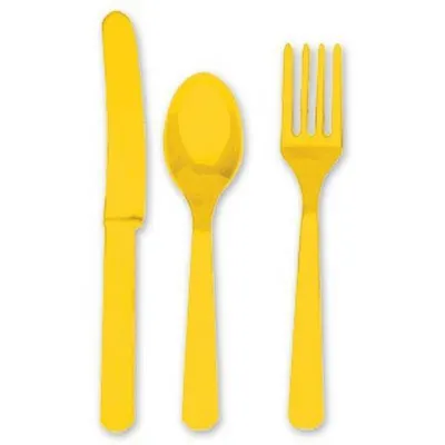 Столовые приборы пластик Yellow Sunshine 24 шт 1502-1084 ЦЕНА ЗА НАБОР