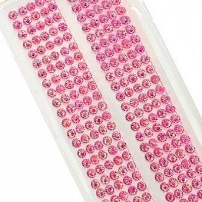 Стразы клеевые блестящие 2 полосы 5 мм Розовый хамелеон