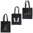 Сумка-шоппер хлопковая 35*40 см с ручками Чёрная с белым рисунком (3 вида) 520143
