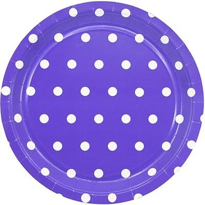 Тарелка бумажная Горошек фиолетовая 23 см 6 шт/G 1502-3923