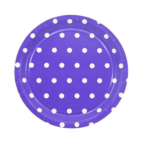 Тарелка бумажная Горошек фиолетовая 23 см 6 шт/G 1502-3923