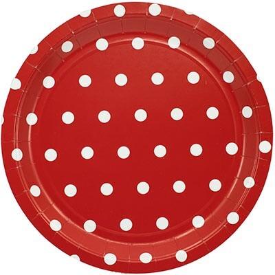 Тарелка бумажная Горошек красный 23 см 6 шт 1502-3925
