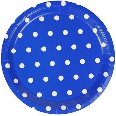 Тарелка бумажная Горошек синяя 23 см 6 шт 1502-3922