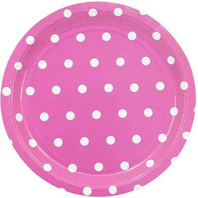 Тарелка бумажная Горошек ярко-розовая 23 см 6 шт/G 1502-3921