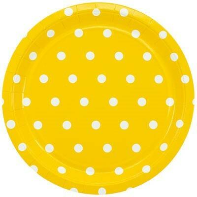 Тарелка бумажная Горошек желтый 23 см 6 шт/G 1502-3920