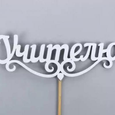 Топпер деревянный 11*27 см 'Учителю' белый 154612