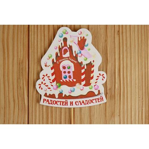 Топпер деревянный 7.5*30 см Пряничный домик 15302