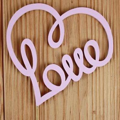 Топпер деревянный Love сердечком (10.5*30) Розовый 152462