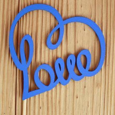 Топпер деревянный Love сердечком (10.5*30) Синий 152461