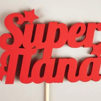Топпер деревянный Super папа 11*28 см Красный 154381