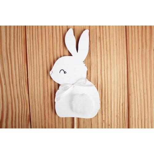 Топпер деревянный Зайка 6*11 см Белый 152541
